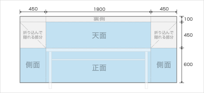 W1800×D450×H700mm長机用 入稿イメージ図